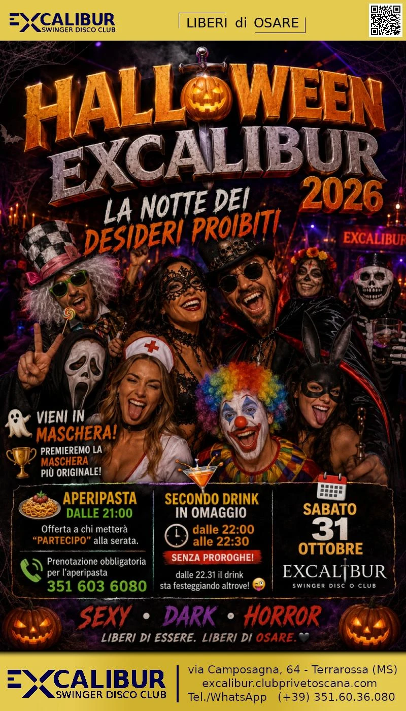 Swinger club prive evento HALLOWEEN EXCALIBUR 2026